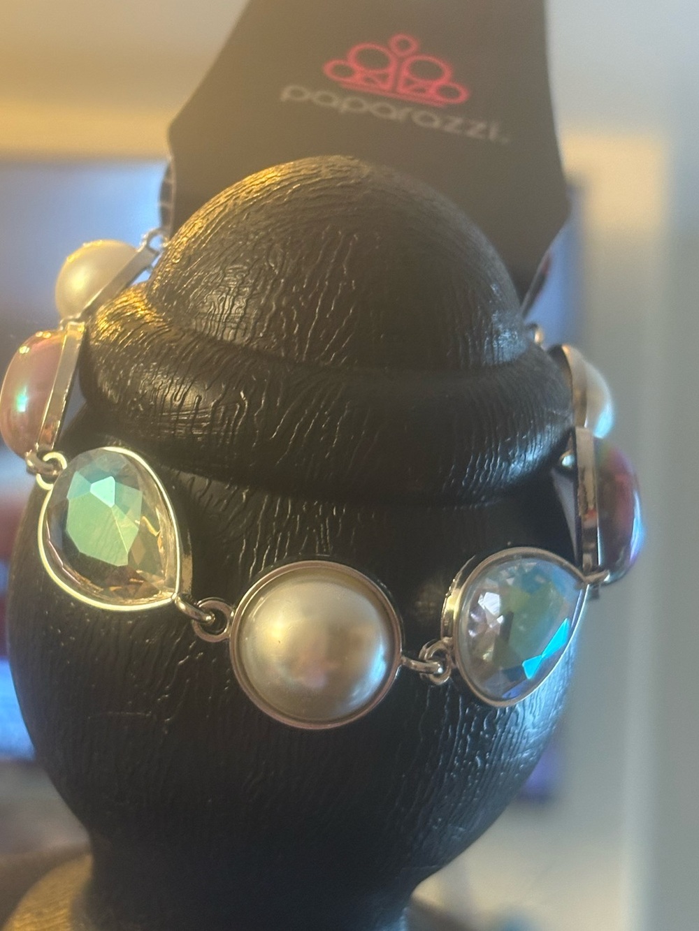 Paparazzi Iridescent Pearl Link Bracelet - White/Blue